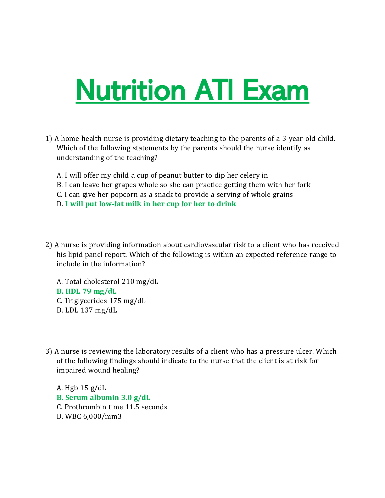 Preview image for Nutrition ATI Exam